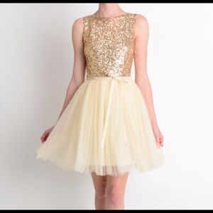 Cream and gold sequin dress